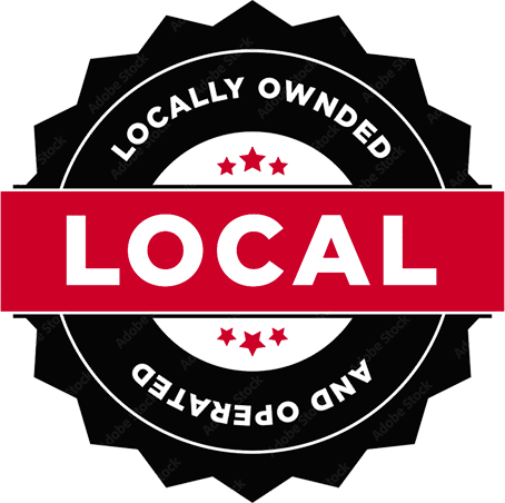 "Locally owned and operated" badge.